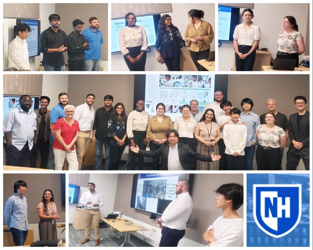 Photo collages of Bioink competitors presenting their research projects