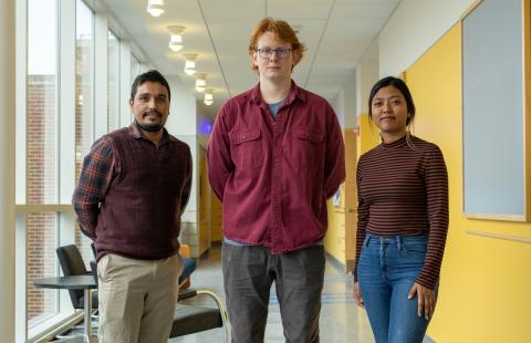 Keene State College Assistant Professor Ahasan Habib with his students, Carter Nelson and Slesha Tuladhar 