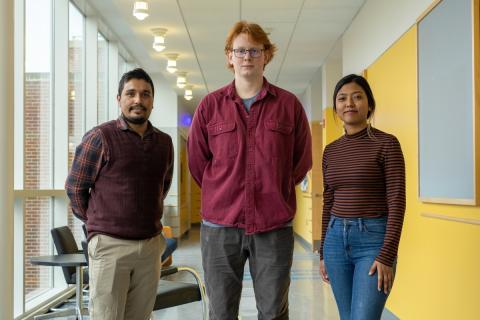 Keene State College Assistant Professor Ahasan Habib with his students, Carter Nelson and Slesha Tuladhar